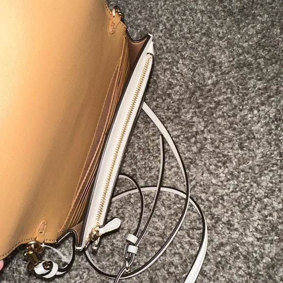 Coach Signature Khaki Chalk Coated Canvas Foldover clutch Crossbody Bag